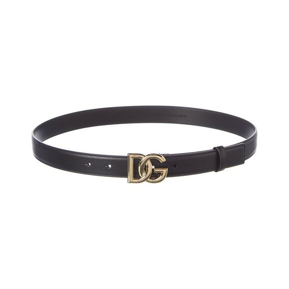 Dolce & Gabbana Dg Logo Leather Belt, Black - Picture 1 of 3
